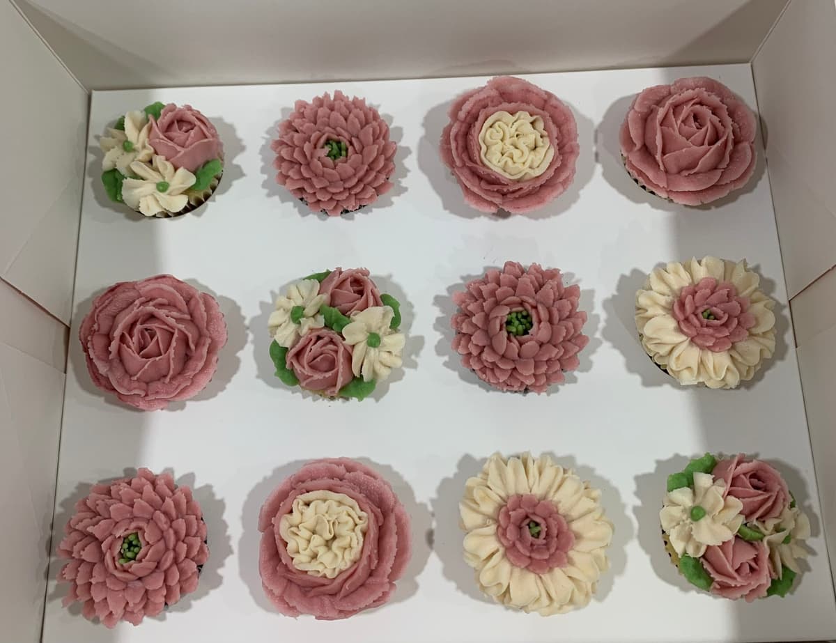 Box of 12 Mini Floral Cupcakes