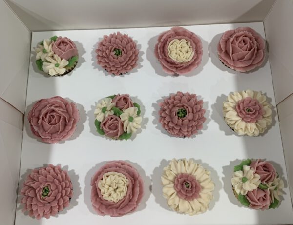 Box of 12 Mini Floral Cupcakes